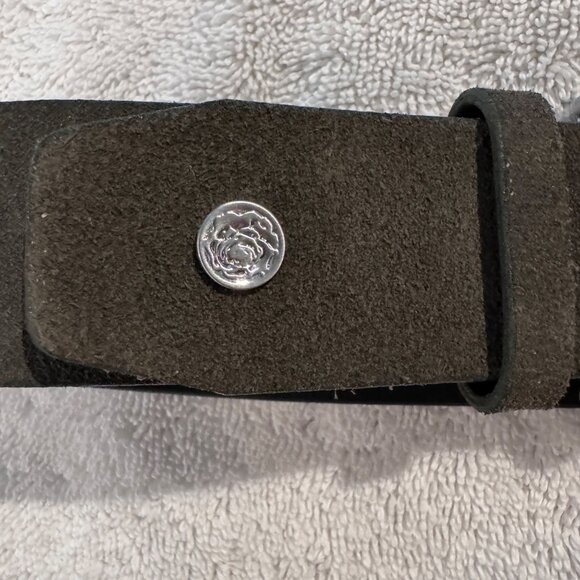 Hannah Childs Brown Suede Belt With Twisted Silver Buckle - Size S - Made In USA